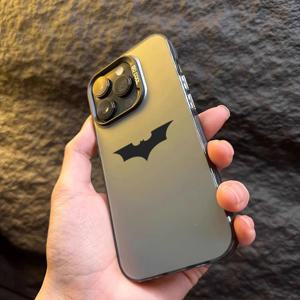 박쥐 거미 패턴 무광택 질감 전화 케이스 iPhone 16 15 14 13 12 11 Pro Max 16E XS XR 7 8 Plus SE2 충격 방지 범퍼 커버