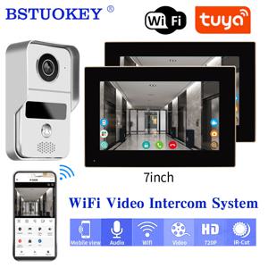 투야 스마트 와이파이 비디오 초인종 홈 인터콤 폰, 1080P RFID 무선 문짝 뷰어, 카메라 인터콤, 7 인치 화면 모션 레코드