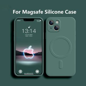 Magsafe 자기 무선 충전 액체 실리콘 전화 케이스 IPhone 15 14 13 12 11 Pro Max 미니 충격 방지 뒷면 커버