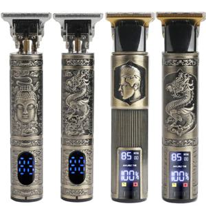 T9 미용사 전기 푸시 컷 머리 USB 전기 푸시 대형 스크린 드래곤 조각 면도기 대머리 머리 머리 가위