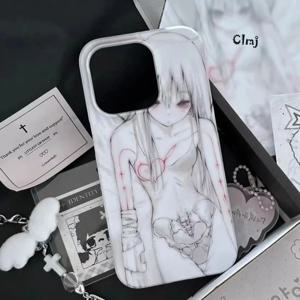 Clmj Y2K 애니메이션 소녀 전화 케이스 iPhone 11 13 12 Mini 14 Pro 15 Plus XR X XS Max 7 8 Se 2020 실리콘 전화 커버 iPhone 케이스