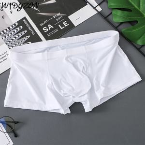 얼음 실크 Boxershorts 남자 복서 속옷 남자 섹시한 솔리드 속옷 Hombre 트렁크 반바지 주머니 남자 팬티 Cuecas Calzoncillos