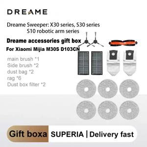 Xiaomi Mijia M30S D103CN Dreame X30 Ultra, X30 Pro 메인 사이드 브러시 필터 걸레 먼지 봉투 액세서리 용 기존 선물 상자