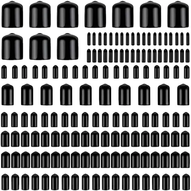 다양한 크기의 고무 엔드 캡, 유연한 나사 보호대 캡, 라운드 비닐 볼트 나사 커버 캡, 9 가지 크기, 160 개