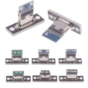 5PCS USB 3.1 유형 C 소켓 (나사 고정 플레이트 포함) 유형-C USB 잭 3.1 유형-C 2Pin 4Pin 암 커넥터 잭 충전 포트