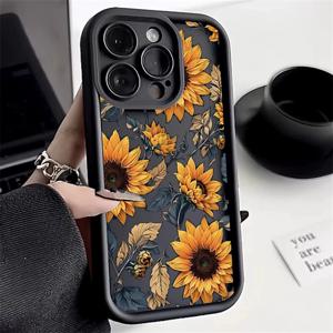 해바라기 인쇄 무광택 전화 케이스 Xiaomi Redmi Note 14 13 12 11 Pro Plus 5G 12S 11S 10S 10 12C 13C 14C 12 13 4G 소프트 커버