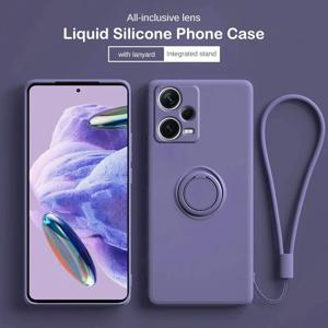 Xiaomi 14T 13T 12T 11T Redmi Note 14 13 12 11 10 Pro Plus + 5G 12S 11S 10S 5G 링 홀더 전화 커버 용 액체 실리콘 케이스