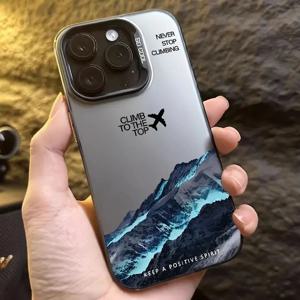 Mountain Peak 항공기 전화 케이스 IPhone 16 14 15 11 12 13 Pro Max 16E 7 8 Plus SE 2 XR X XSMAX 충격 방지 일몰 IMD 커버