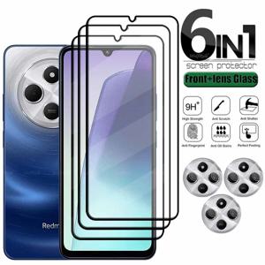 Redmi 14C 유리 용 6-in-1 Xiaomi Redmi 14C 강화 유리 9H HD 보호용 전체 커버 접착제 화면 보호기 Redmi 14C Len Glass
