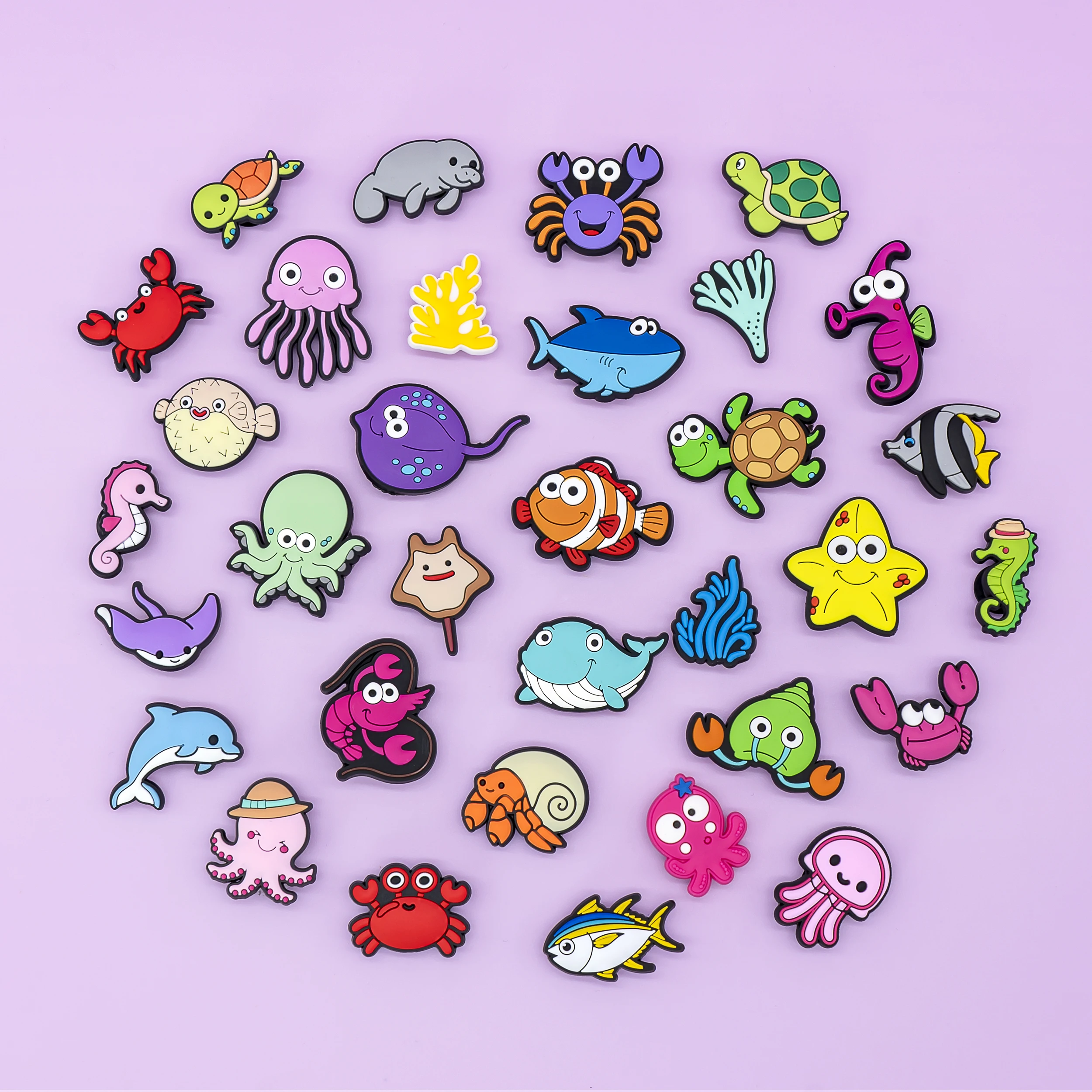 1PCS 귀여운 구두 매력 Kawaii 해양 동물 문어 돌고래 고래 해파리 구두 핀 샌들 버클 여성 남성 방해물 액세서리