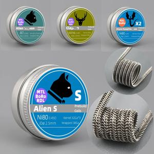 MTL 10-50PCS/캔 구멍 직경 2.5mm Prebuild 코일 DIY Alien Baby Fused C-lapton BB Box Boro Tank 휴대용 분해 도구