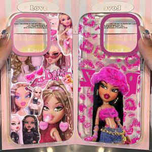 패션 러블리 인형 Bratz Clear Space 전화 케이스 iPhone 11 12 13 14 15 16 Pro Max Mini X Xs XR 7 8 plus Se2020 클리어 커버
