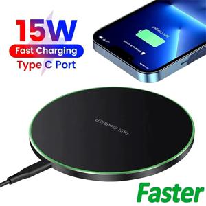 15W 무선 ​​충전기 유도 고속 충전 패드 도킹 스테이션 iPhone 15 14 13 12 X Pro Max Samsung S24 S23 S22 Xiaomi Huawei