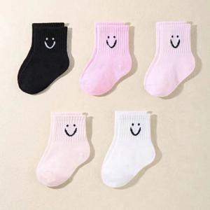 5 쌍 아기 양말 귀여운 재미 있은 얼굴 이모티콘 패턴 편안한 어린이 소년 소녀 양말