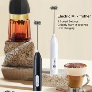 무선 전기 우유 거품기, 커피 카푸치노 거품 제조기용 USB 충전 미니 블렌더 휴대용 우유 거품기 3개 속도