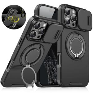 럭셔리 Magsafe 마그네틱 무선 충전 보호 케이스 iPhone 16 15 14 13 12 11 Pro Max Plus용 슬라이딩 카메라 보호 PC 덮개