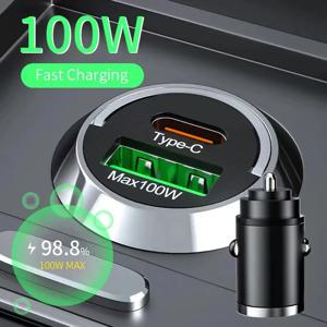 미니 차량용 충전기 100W PD 타입 C 고속 충전 시거잭 아이폰 삼성 샤오미 차량용 핸드폰 충전 어댑터