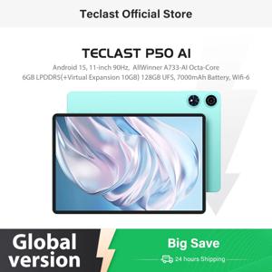 Teclast P50 AI 안드로이드 15 태블릿 11인치 90Hz 화면 AllWinner A733-AI 옥타코어 6GB 128GB LPDDR5 Wifi-6 7000mAh 배터리 AI 탭