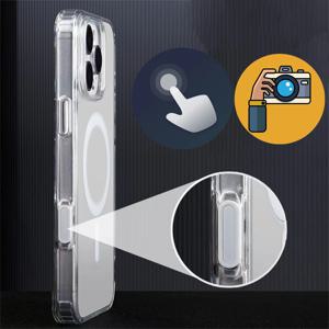 iPhone 16 Plus 16 Pro Max 케이스용 MagSafe용 고급 투명 마그네틱 케이스(카메라 터치 버튼 케이스 포함) 무선 충전 커버