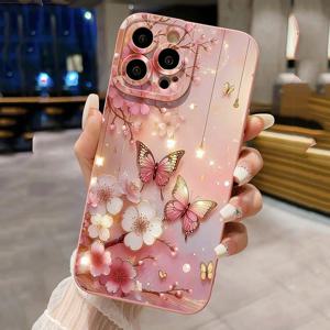 나비 & 꽃 디자인 충격 방지 전화 케이스 iPhone 11 12 13 14 15 16 Pro Max 16E 미니 XR XS X 7 8 Plus SE2 무광택 커버