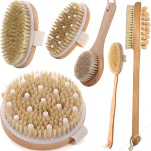 2 In 1 건성 피부 바디 마사지 브러시 천연 강모 죽은 피부 제거제 안티 셀룰 라이트 각질 제거 혈액 순환 마사지 도구