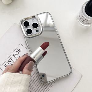 럭셔리 도금 메이크업 미러 전화 케이스 iPhone 16 15 14 13 12 11 Pro Max XR X XS 하드 아크릴 충격 방지 범퍼 커버