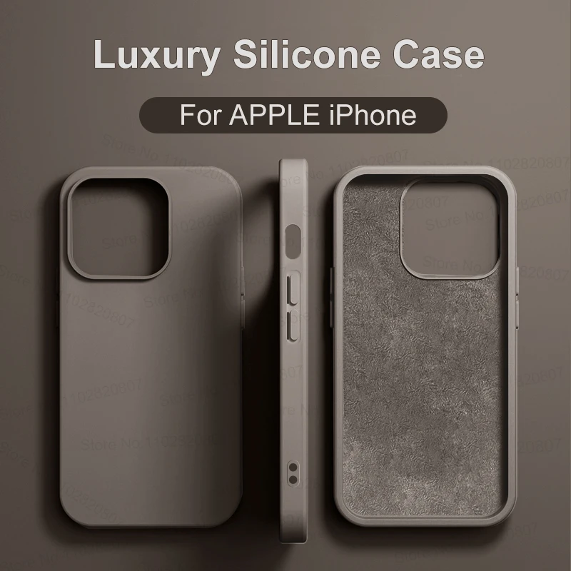 Apple iPhone 11 12 13 14 15 16 Pro Max Plus 액체 실리콘 케이스 용 고급 충격 방지 케이스 범퍼 소프트 커버 전화 액세서리