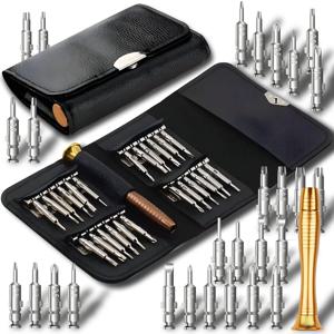 정밀 드라이버 세트 iPhone, MacBook, 노트북, 태블릿, 게임 콘솔, 안경 PC용 가죽 케이스가 포함된 25-in-1 미니 수공구