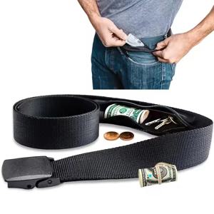 남성용 여행 현금 도난 방지 벨트, 3가지 색상으로 제공, 비밀 돈 주머니 포함, 125cm