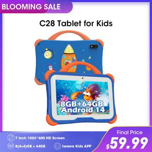 어린이용 태블릿, 7인치 안드로이드 14 태블릿, 어린이용, 옥타코어, 8GB RAM+64GB, WiFi6, 4000mAh 배터리, 보호자 관리, 내충격 케이스, iWawa Play, Google Kids Space, 어린이용 선물
