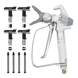 깍지 팁 4 개 포함 에어리스 페인트 스프레이건, 최대 압력 3600 PSI 도구, 에어리스 페인트 분무기 건, 4 필터