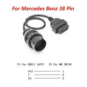 메르세데스 38Pin ~ 16Pin 암 커넥터 obd obd2 obdii 진단 커넥터 벤츠 용 연장 케이블 어댑터