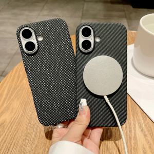 새로운 Magsafe 자기 색상 충돌 탄소 섬유 전화 케이스 iPhone 16 Pro Max 14 11 12 13 15 Pro Max 충격 방지 뒷면 커버