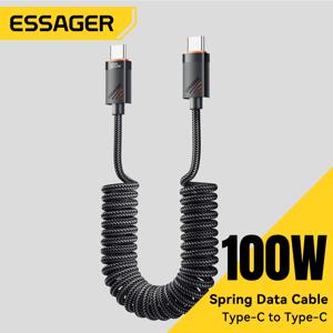 Essager 자동차 스프링 유형 C 케이블 iPhone 16 15 Xiaomi Samsung 100W PD Macbook iPad 유형 C-유형 C 케이블 용 고속 충전