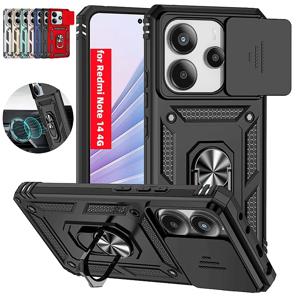 Xiaomi Redmi Note 14 4G 케이스 충격 방지 갑옷 자동차 홀더 Redmy Note14 4G 카메라 용 자기 링 전화 커버 Fundas 보호