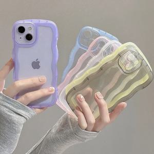 iPhone 15 14 13 12 11 Pro Max Mini XS SE 7 8 Plus 케이스 귀여운 투명 컬리 웨이브 하이브리드 충격 방지 범퍼 커버 Soft Funda