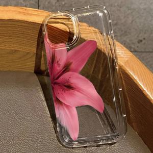 현실적인 백합 꽃 인쇄 iPhone 16E 16 15 14 13 12 11 Pro Max XS XR X 7 8 15 16 Plus SE 충격 방지 커버 용 투명 전화 케이스