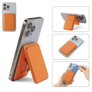 iPhone 15PM 14 13 Pro Max Mag 안전 카드 홀더 포켓 커버 용 Magsafe 용 숨기기 스탠드 케이스가있는 강력한 자기 가죽 지갑