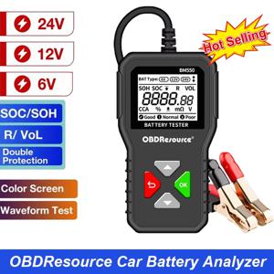 Obdresource BM550 자동차 배터리 테스터 100-2000 CCA 6V 12V 24V 자동차 배터리 분석기 자동 배터리 감지 진단 도구