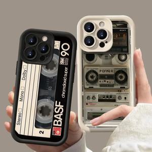 레트로 마그네틱 라디오 테이프 카세트 전화 케이스 iPhone 16 15 14 13 12 11 Pro Max XS Max XR X 7 8 Plus SE2022 Shockproof Fundas