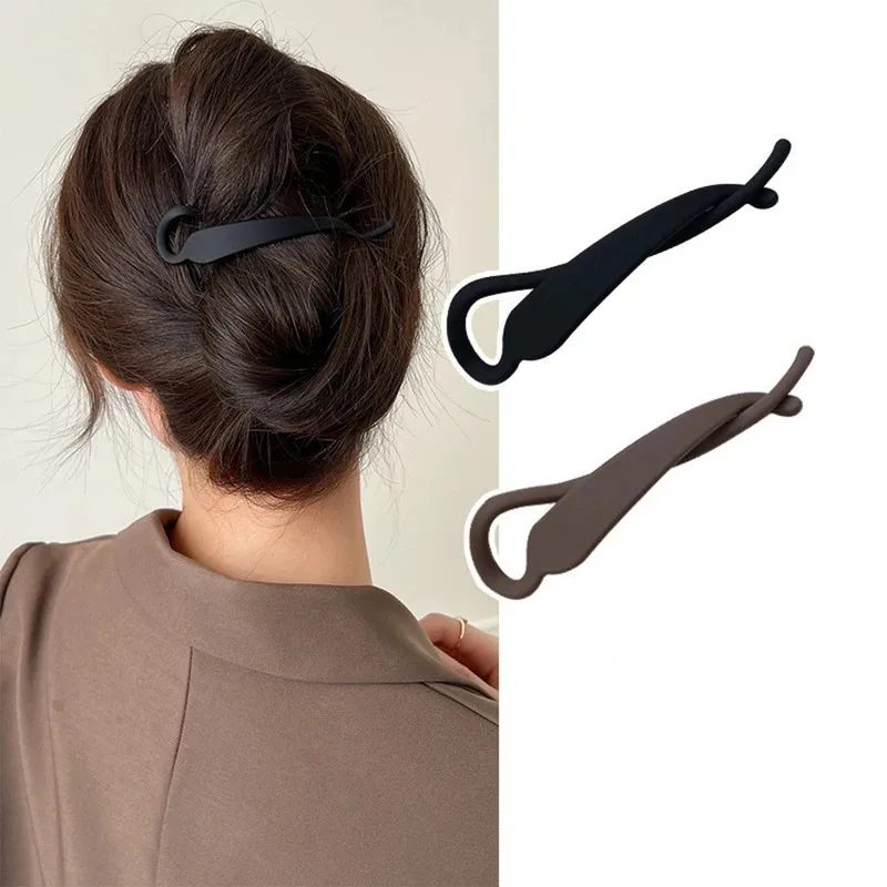 2pcs 간단한 패션 바나나 클립 수직 클립 포니 테일 헤어 클립 여성을위한 우아한 기질 헤어 액세서리 착용