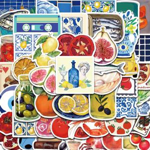 50PCS 지중해 토마토 스티커 Kawaii 노트북 미적 낙서 룸 스케이트 보드 방수 Scrapbooking 전화 스티커