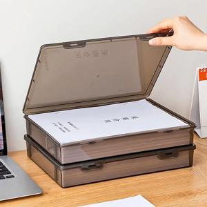 높은 고급 검은 투명 파일 주최자 상자 버클 방진 책상 편지지 사무 용품과 A4 문서 보관 상자