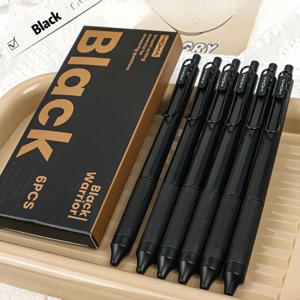 6pcs, 개폐식 젤 잉크 펜, 실리콘 펜 그립 ST 팁, 빠른 건조 잉크 얼룩 없음 0.5mm 검정색 잉크, 부드러운 쓰기, 크리스마스
