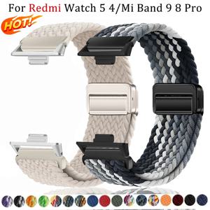 Xiaomi Redmi Watch 4 5 스트랩 조절 가능한 스포츠 교체 Correa 팔찌 Mi Band 9 8 Pro 용 자기 땋은 나일론 루프 밴드