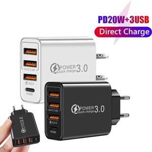 48W USB 충전기 QC 3.0 유형 C PD iPhone 12 13 Max 용 고속 충전 Samsung S21 Huawei Xiaomi 휴대 전화 EU/US 플러그 벽 충전기