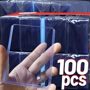 100-1팩 35PT 투명 카드 슬리브 탑로더 PVC 하드 플라스틱 게임 카드 홀더 커버 (수집용 트레이딩 카드용)
