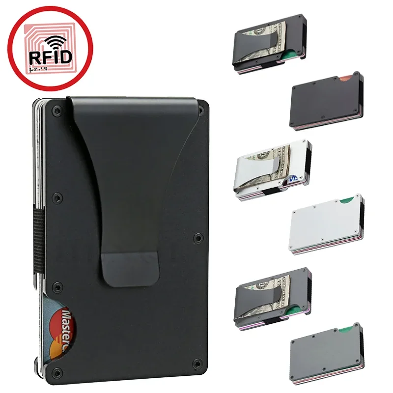 남성용 안티 RFID 차단 미니멀리스트 카드 홀더 지갑 2025 슬림 미니 패션 지갑 - 남녀공용 머니 클립 메탈 지갑