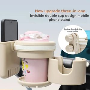 다기능 유모차 컵 홀더, 3-In-One 한 손 프레임, 유모차 물병, 물컵 홀더, 보관 랙, U