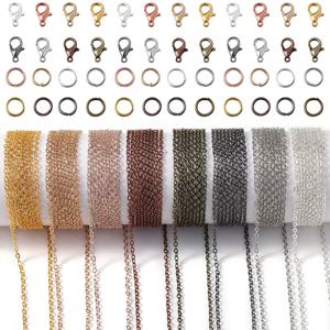 3 미터 합금 벌크 링크 체인 점프 링 랍스터 걸쇠 목걸이 체인 DIY 쥬얼리 만들기 Supplie 목걸이 액세서리